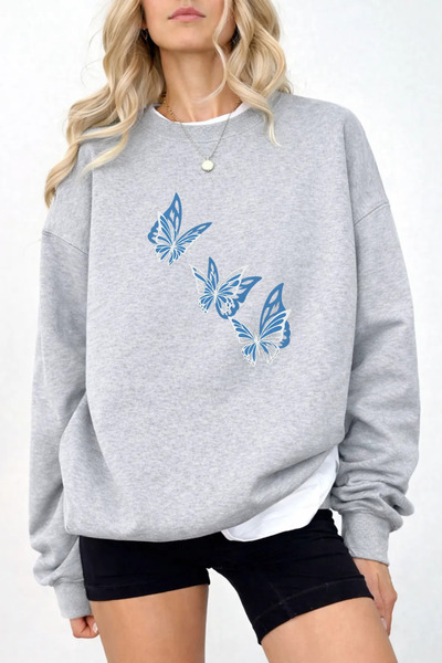 Pink Sky Unisex Printed Crew Neck Sweatshirt Oversized Cotton Daily Comfortable