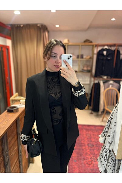 Başak Bulut Butik Astarı Leopar Blazer Ceket