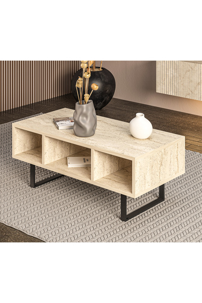 MERT SERT MOBİLYA Vegas Orta Sehpa 90cm x 45 cm Metal Ayaklı