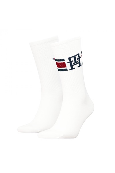 Tommy Hilfiger TH MEN SOCK 2P MONOGRAM SPORT Erkek Beyaz Çorap - S701236320