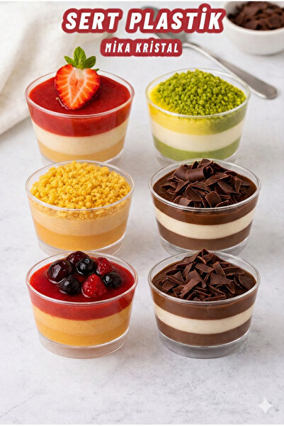 Ezupack 20'Lİ Plastik Kase Bodega Yuvarlak Magnolia Tatlı Sunum Bardağı Mika ...