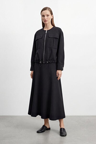 Puane Women's Zipper Pocket Detailed Jacket and Long Skirt Set - 14430