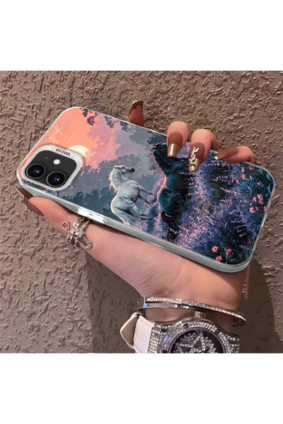 Hontinga حافظة متوافقة مع هاتف iPhone 12 Pro، حافة من السيليكون، ظهر صلب، نمط...