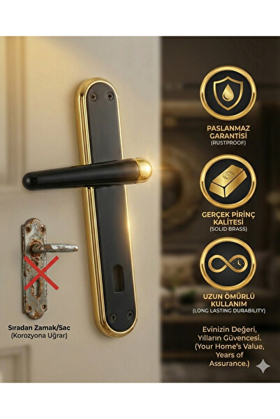 DOĞANLAR Köşk Füme Pirinç Oda Kapı Kolu - Kararmaz Paslanmaz Garantili Gerçek...