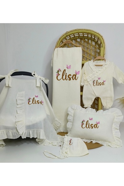 Nakisatolyemiz Yeni Doğan 4 Katlı % 100 Pamuklu Müslin İsme Özel Hastane Çıkı...