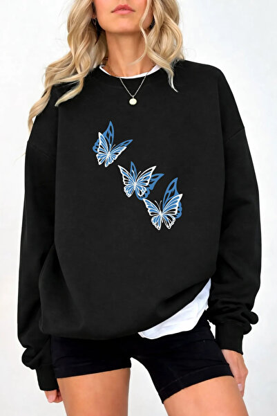 Pink Sky Unisex Printed Crew Neck Sweatshirt Oversized Cotton Daily Comfortable