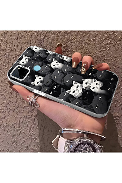 Hontinga حافظة متوافقة مع Realme C21Y/C25Y مصنوعة من السيليكون بحافة صلبة ومض...