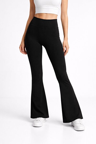 REN Black High Waist Flared Leggings – t Shaping / Sculpting Stretchy Fabric