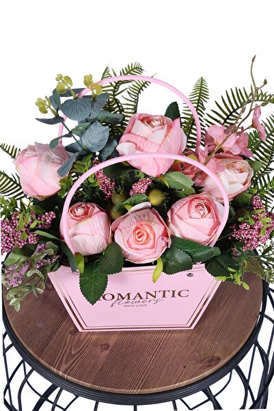 Yapay Çiçek Sitesi Yapay Çiçekli Romantic Çantalı Aranjman Model 9