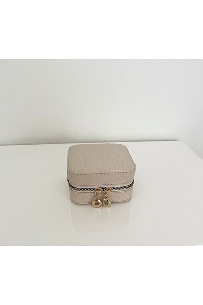 a rose jewelry Küçük Boy Krem Takı Çantası