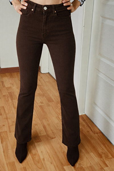 MADAMMERY Flared Fit Women's L Stretch Fabric Denim Trousers Jean