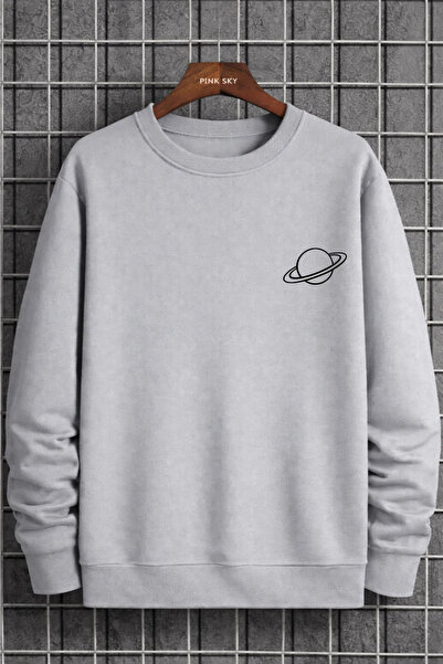 Pink Sky Φούτερ Unisex με τύπωμα με λαιμόκοψη oversized βαμβακερό καθημερινό ...