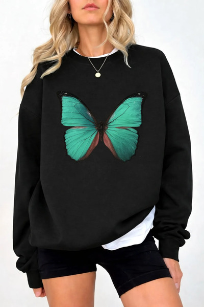 Pink Sky Unisex cu imprimeu guler rotund Swea tricou supradimensionat Bumbac ...