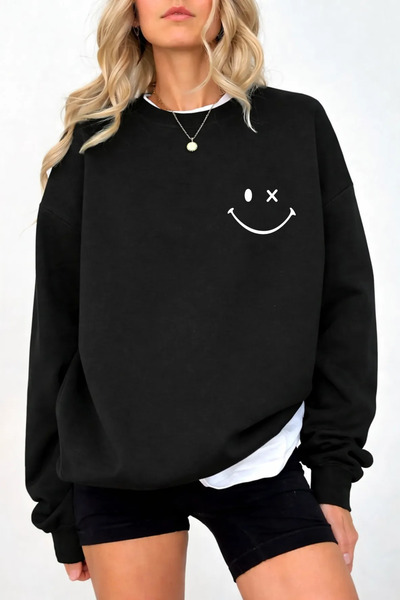 Pink Sky Φούτερ Unisex με τύπωμα με λαιμόκοψη oversized βαμβακερό καθημερινό ...