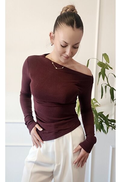 Dilvin 32197 Off-Shoulder Asymmetrical Cut Top