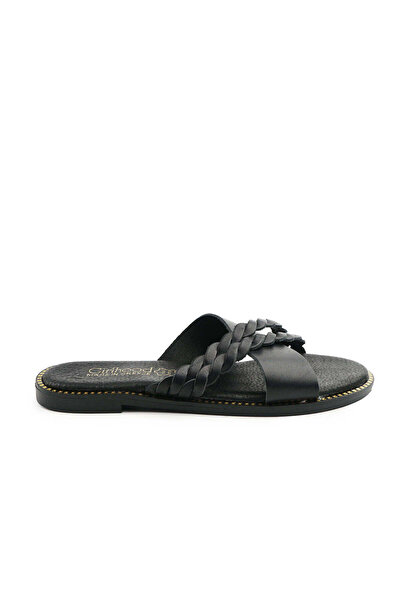 Zellini Leather Slippers Mikonos Black