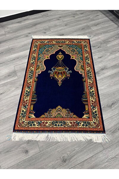 Neşem Halı Boutique EL DOKUMA İRAN İPEK SECCADE HALIMIZ İPEK SAÇAK MAVİ