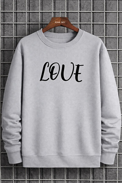 Pink Sky Unisex cu imprimeu guler rotund Swea tricou supradimensionat Bumbac ...