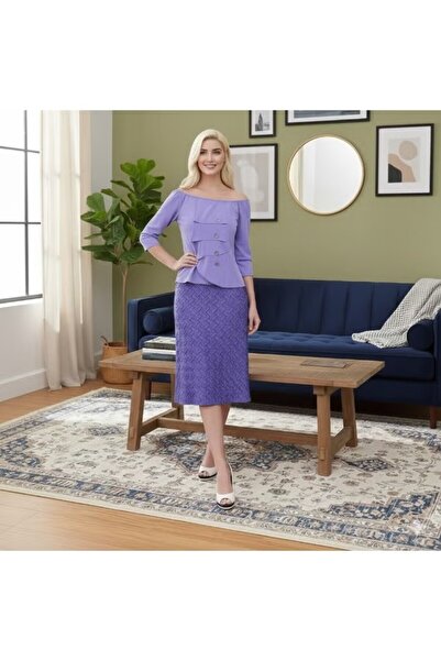 FULLJOY Elegant women's set consisting of an off-the-shoulder blouse with thr...