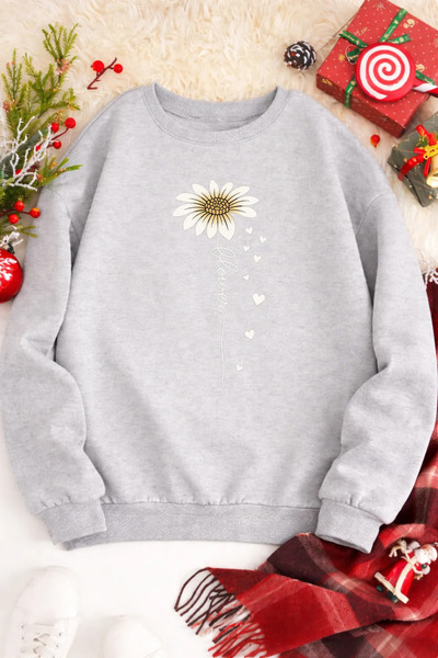 Pink Sky Unisex Printed Crew Neck Sweatshirt Oversized Cotton Daily Comfortable