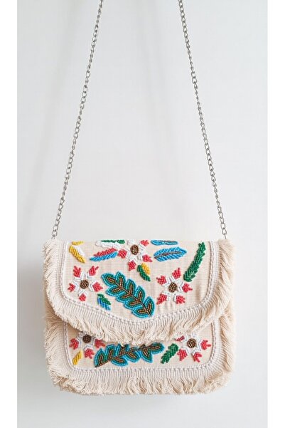 ARDSU Hint El Yapımı Boncuk İşlemeli Banjara/Boho/Vintage Askılı Bohem Çanta