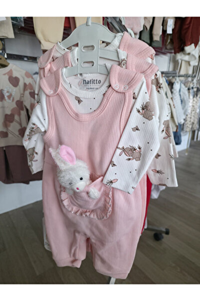 NAFİTTO Rabbit Detailed Strappy Jumpsuit and Patterned Short Sleeve Bodysuit ...