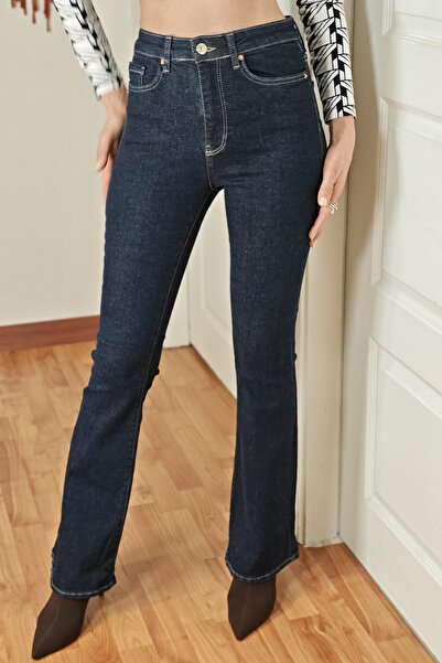 MADAMMERY Flared Fit Women's L Stretch Fabric Denim Trousers Jean