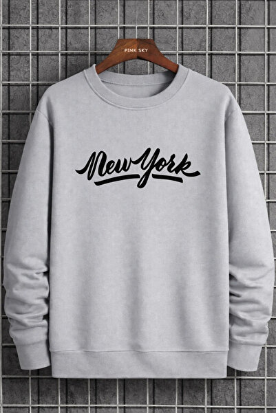 Pink Sky Unisex cu imprimeu guler rotund Swea tricou supradimensionat Bumbac ...