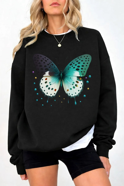 Pink Sky Unisex Printed Crew Neck Sweatshirt Oversized Cotton Daily Comfortable