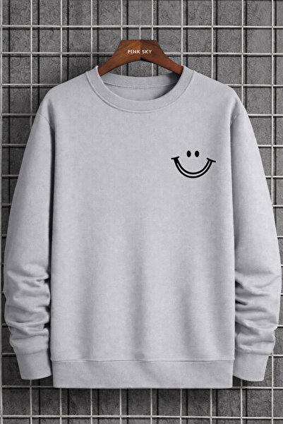 Pink Sky Unisex cu imprimeu guler rotund Swea tricou supradimensionat Bumbac ...