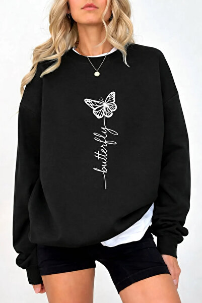 Pink Sky Unisex Printed Crew Neck Sweatshirt Oversized Cotton Daily Comfortable