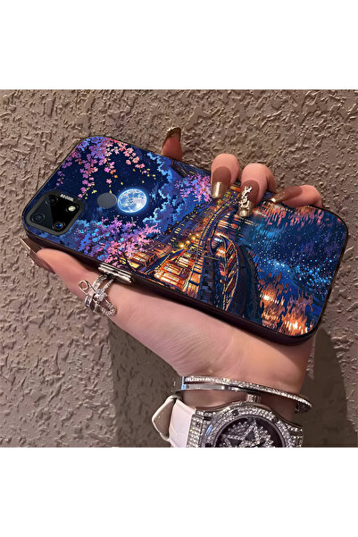 Hontinga حافظة متوافقة مع هاتف Realme C25S، حافة من السيليكون، ظهر صلب، نمط ط...