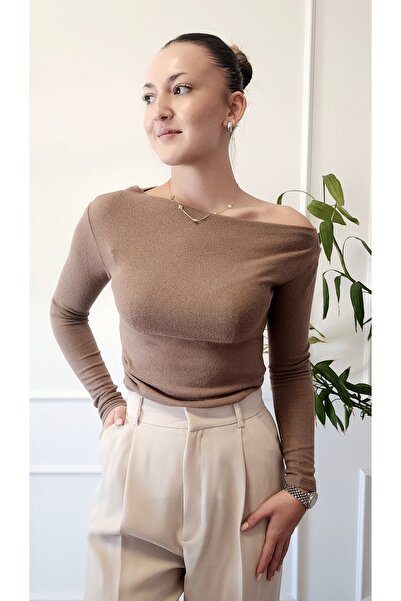 Dilvin 32197 Off-Shoulder Asymmetrical Cut Top