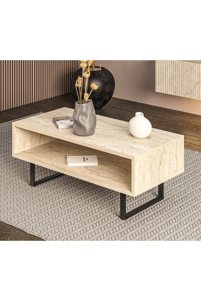 MERT SERT MOBİLYA Nivela Orta Sehpa 90cm x 45 cm Metal Ayaklı