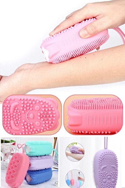 Munico Içine Katı Sabun Koyulabilir Silikon Vücut Kesesi Banyo Duş Fırçası Ak...