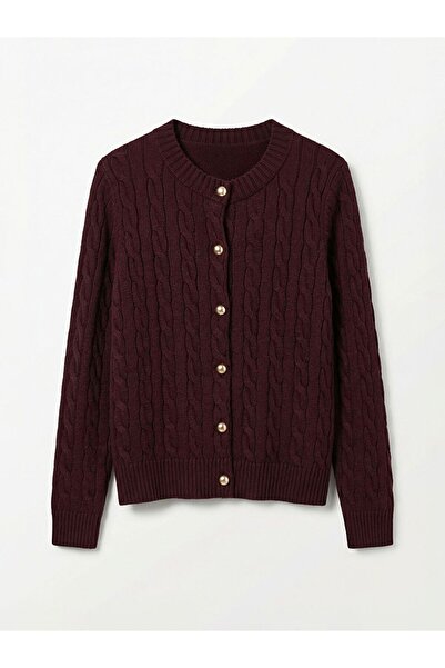 LC Waikiki Crew Neck Patterned Women's Knitwear Cardigan