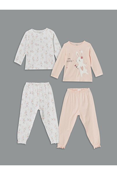 LC Waikiki Crew Neck Printed Baby Girl Pajamas Set 2 Pieces