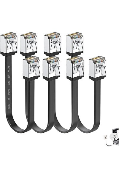 The Bros 4 Pcs 0.5 Foot CAT6 Flat Ethernet Cable, 10Gbps/250MHz, Short Crysta...