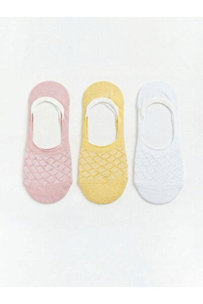 LC Waikiki Non-Slip Heel Diamond Patterned Women's Ballerina Socks 3-Piece