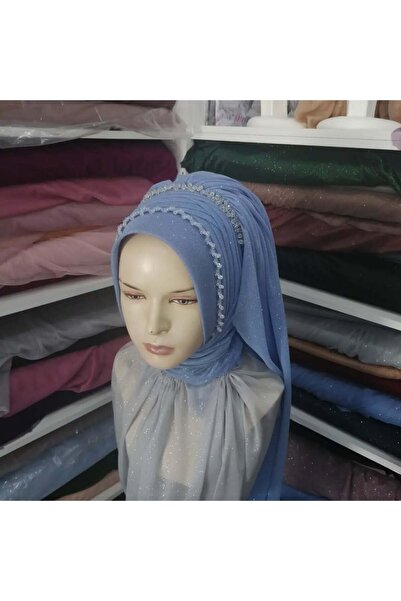 semahazırduvak bebe mavisi simli duvaklı işleme detaylı aksesuarlı model hazı...