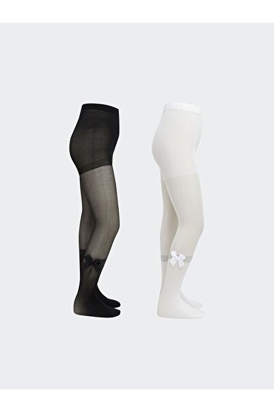 LC Waikiki Детайлни момичешки чорапогащи с панделки, 2 броя в опаковка