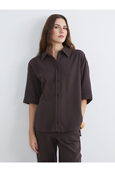 LC Waikiki Textured Oversize Muslin Women's Shirt