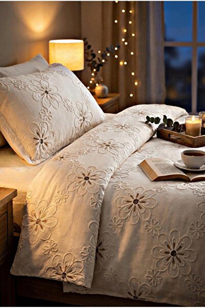 miar home perde tekstil Single Bedspread Set with Floral Pattern and Brown De...