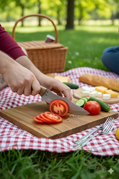 MERTCAN KNİFE Özel Tasarım At Başlı Ahşap Kabzalı Kamp Ve Doğa Bıçağı - Pasla...