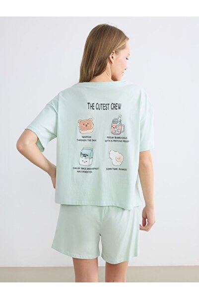 LC Waikiki Жіночий піжамний комплект з шортами та коміром з принтом