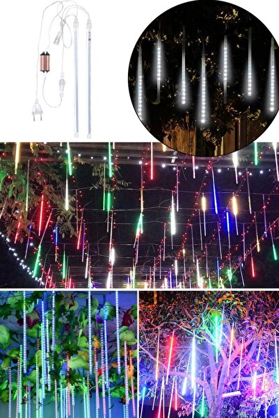 Munico Rengarenk 280 Cm Meteor Yağmuru Yağmur Tüpleri Noel Düğün Bahçesi Deko...