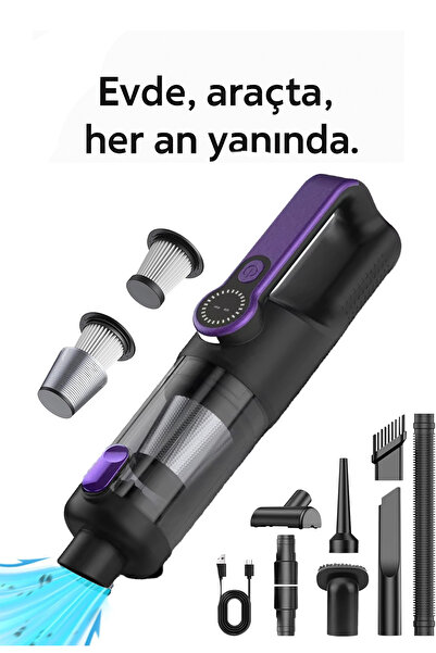 TECHNOMEN 26000 Pa Araç içi Süpürge 4'ü 1 Arada Kablosuz El Süpürgesi Ekranlı...