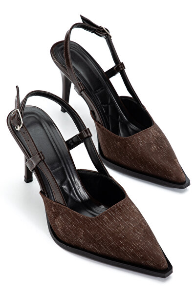 ELEVAM Pantofi de damă din piele cu model încrețit și toc înalt