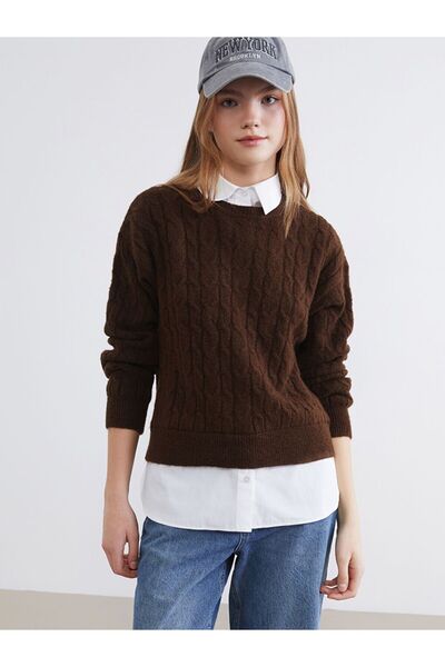 LC Waikiki Shirt Collar Self-Patterned Women's Knitwear Sweater