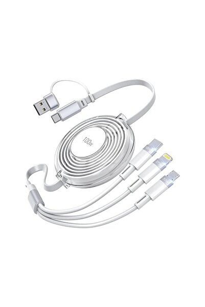 The Bros 3-in-1 Multi Charging Cable Retractable Multi Charging Cord 3 in 1 1...